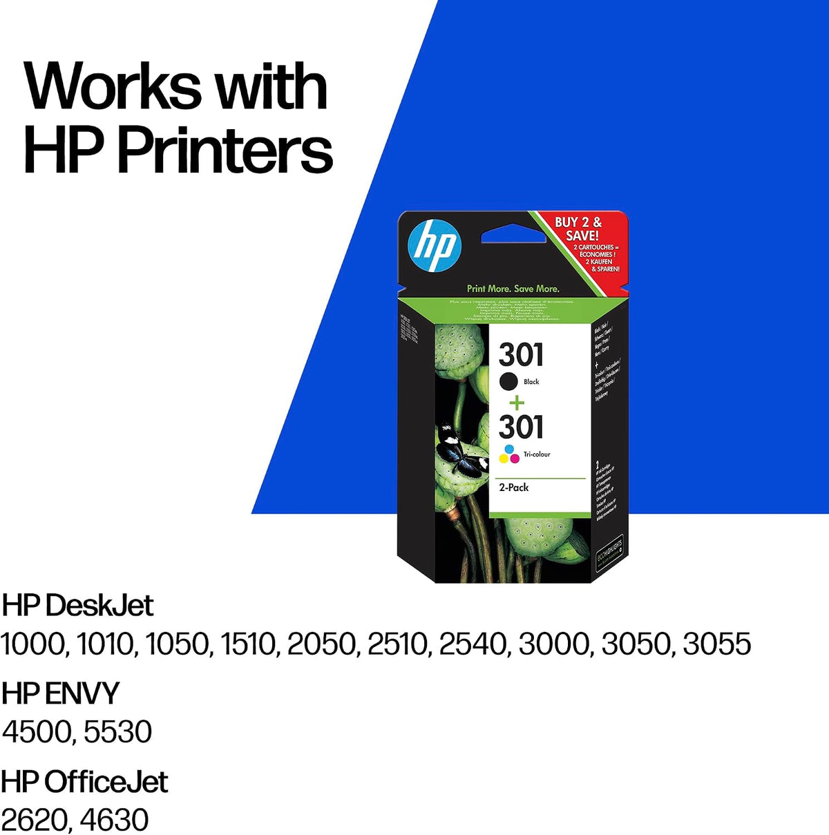HP 301 Black & Tri-colour Original Ink Cartridges 2-Pack