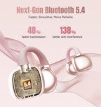 Kinglucky Clip-On Earbuds Gen 3, Open-Ear Wireless Bluetooth 6.0 Headphones with Mic, Secure Fit for Small Ears & Glasses Wearers, 50H Playtime, LED Digital Display, ENC, IPX5 Waterproof(Balck)