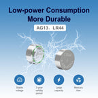 25 PCS LR44 AG13 357 303 SR44 A76 Battery 1.5V Button Coin Cell Batteries for Small Electronics