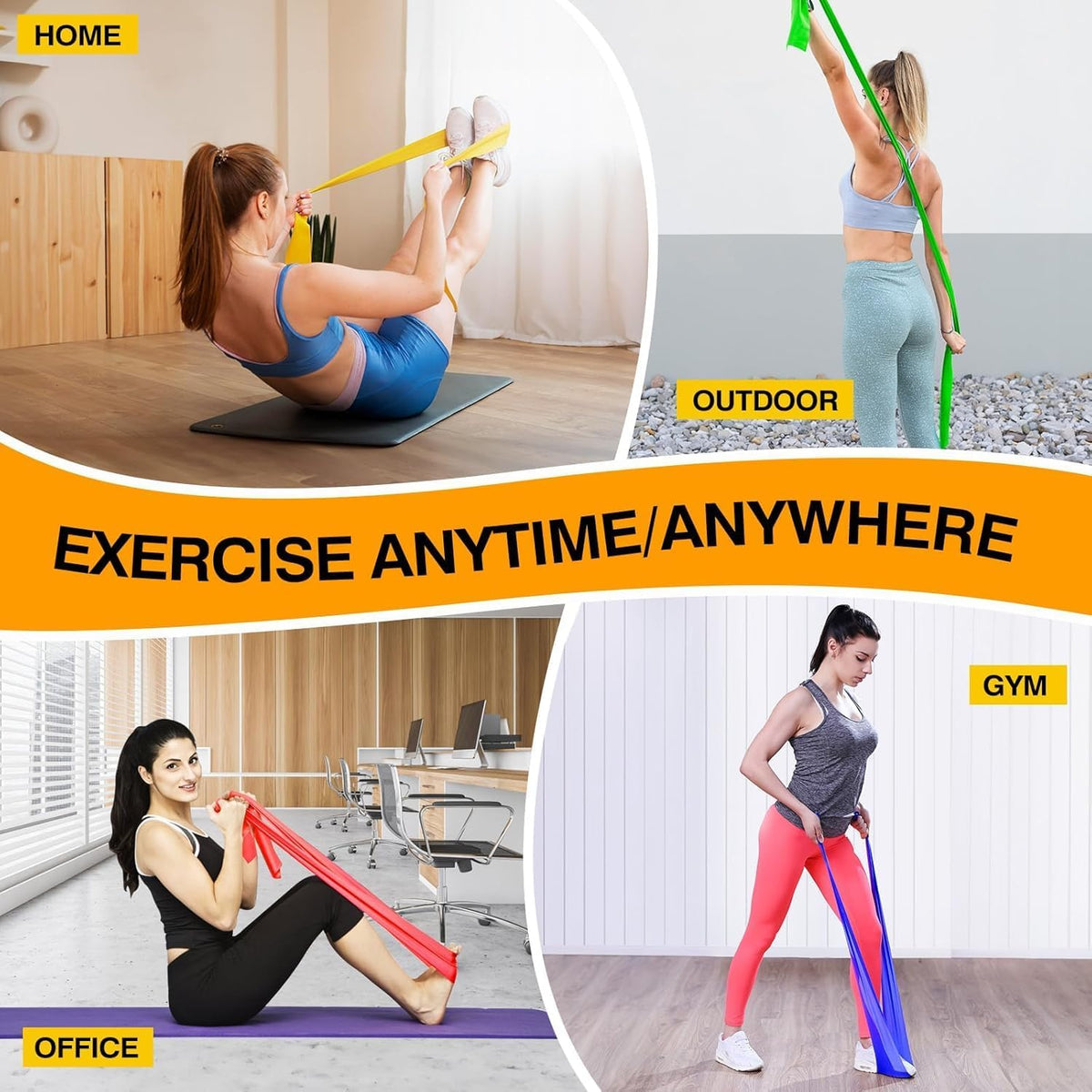 Fokky 2M Resistance Bands, Exercise Band with 4 Different Resistance Levels