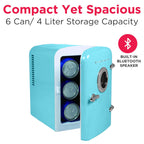 Frigidaire Retro Mini Compact Beverage Cooler, Great for Keeping Office Lunch Cool! (Built-in Bluetooth Speaker)