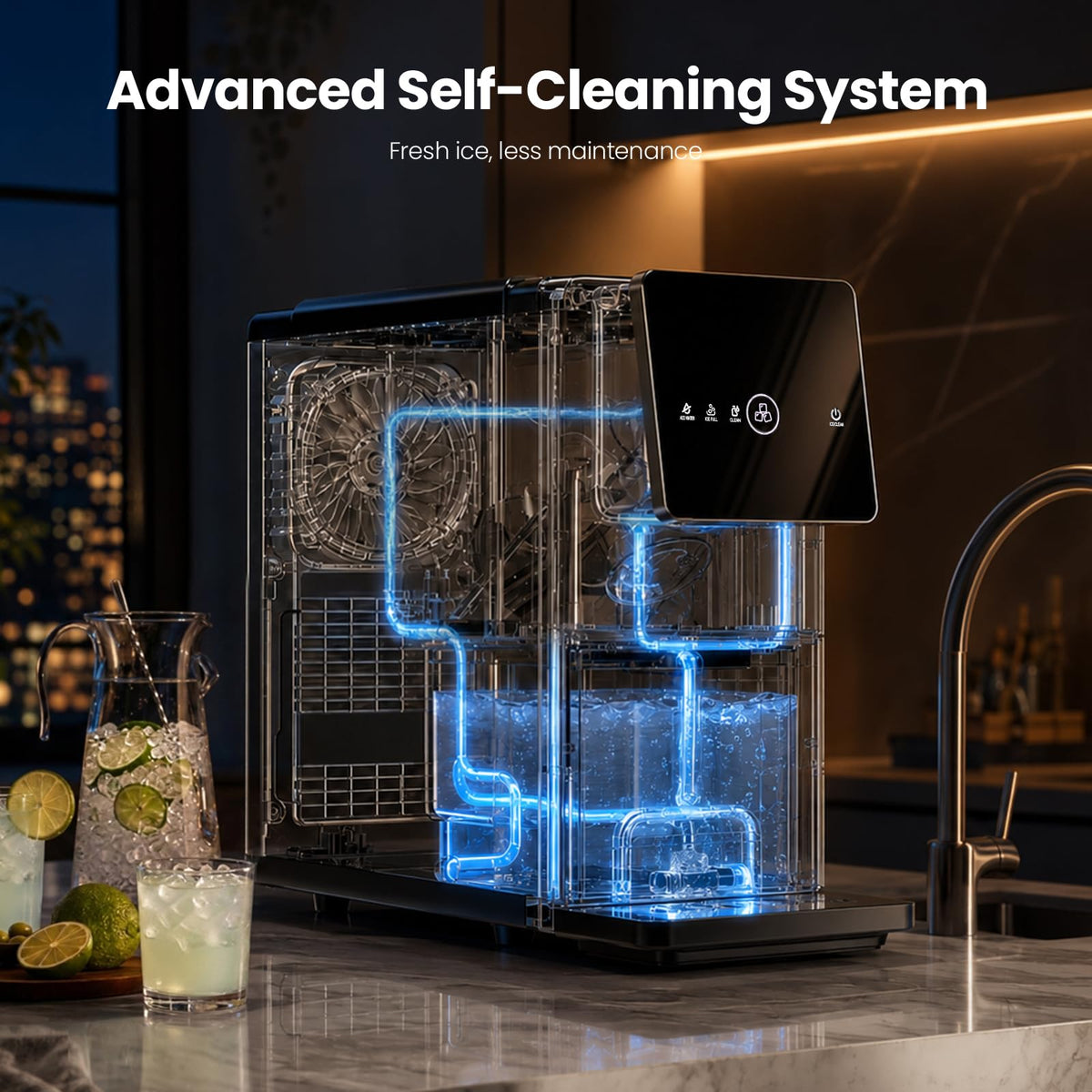 AGLUCKY Nugget Ice Makers Countertop, 35 lbs/24hrs Auto Drop Ice