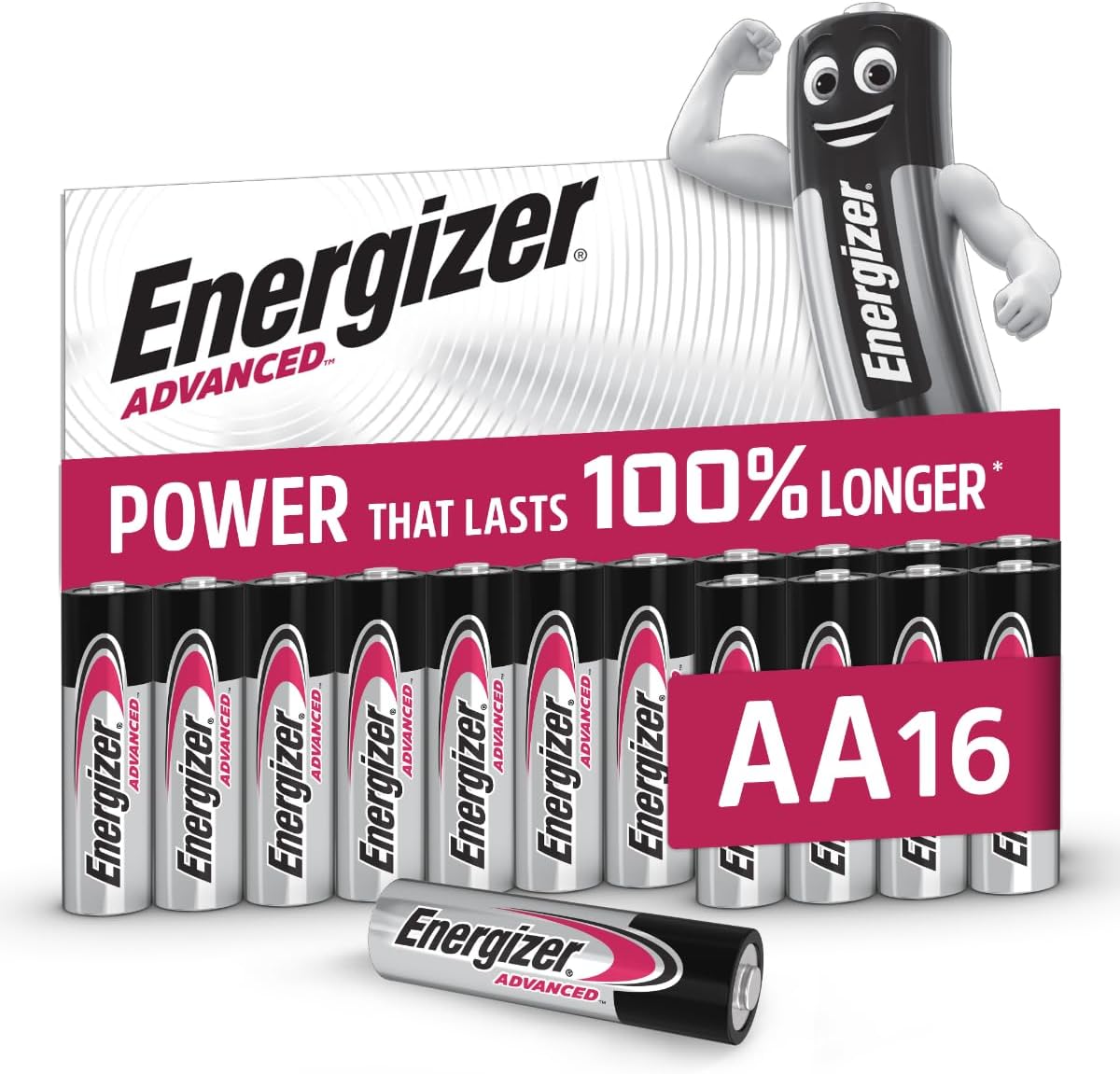 Energizer Advanced - AA Batteries (16 Pack) Up To 100% Longer Lasting