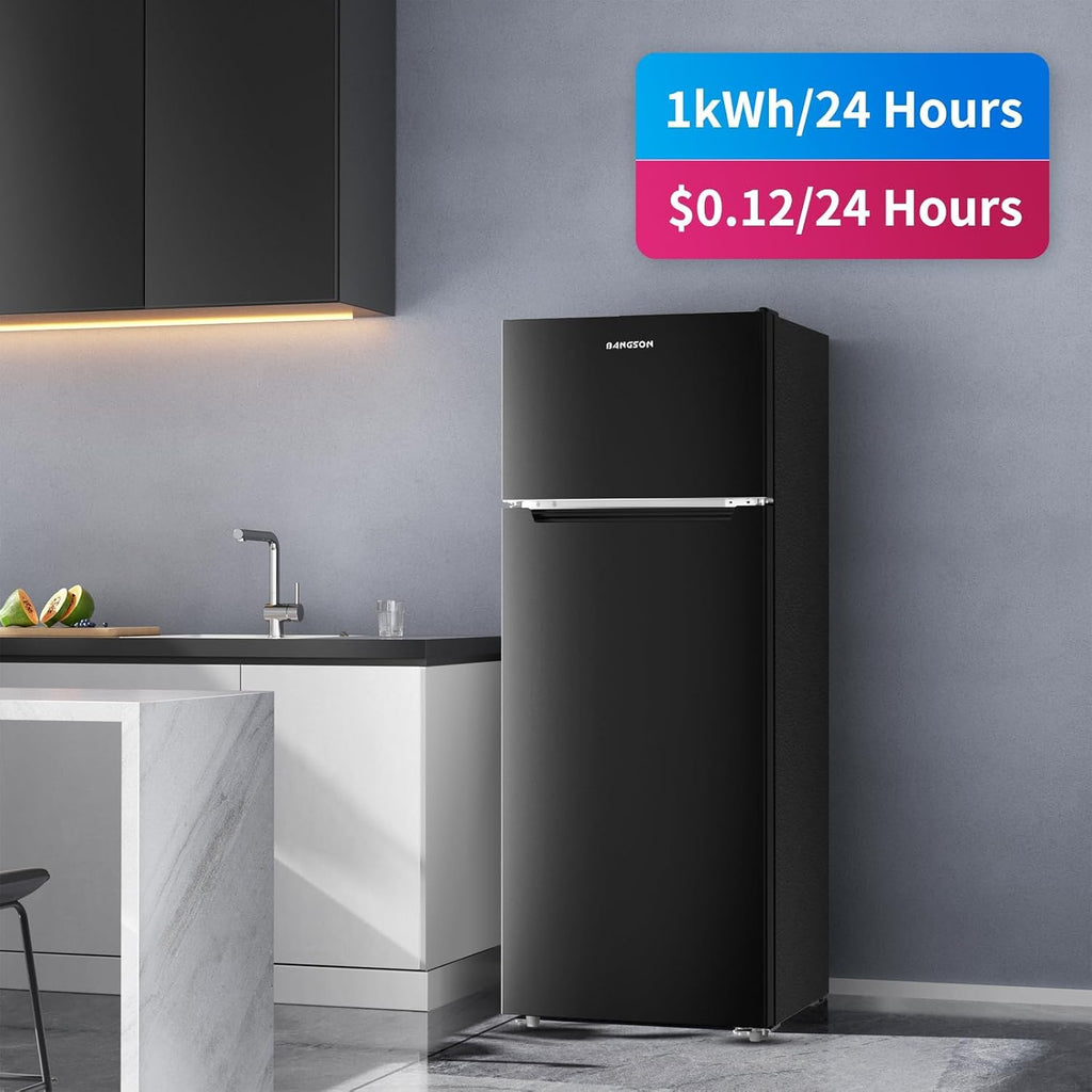 BANGSON 7.7 Cu.Ft Refrigerator with Top Freezer Apartment Size Black
