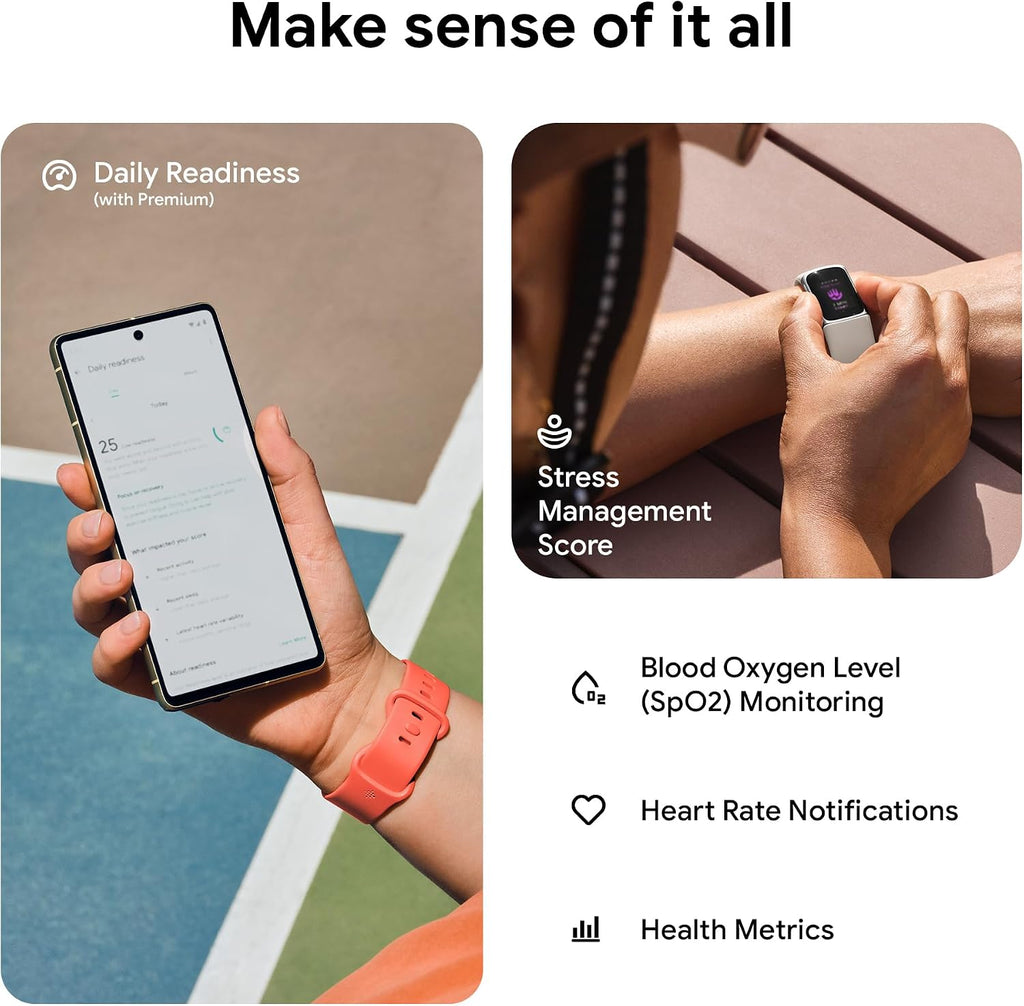Fitbit Google Charge 6 Activity Tracker with 3 Months Google Health Membership Included, 7 Days Battery Life and Google Wallet and Maps, Obsidian/Black Aluminum