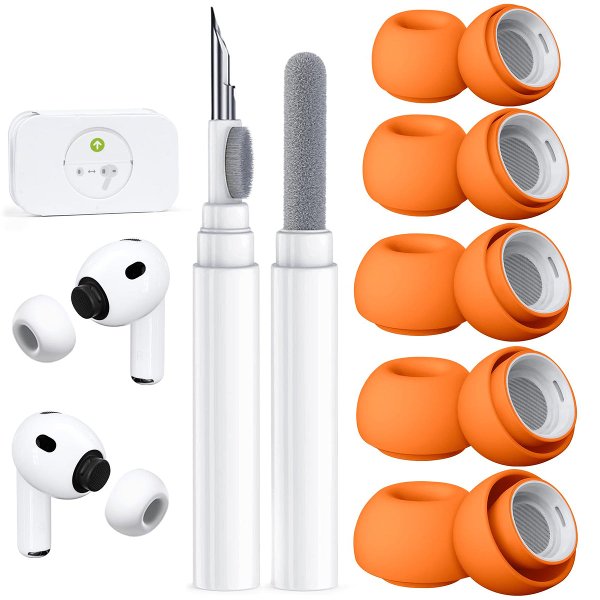 5 Pairs Replacement Ear Tips for AirPods Pro 3 (White)