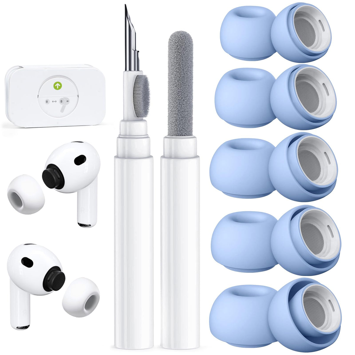 5 Pairs Replacement Ear Tips for AirPods Pro 3 (White)