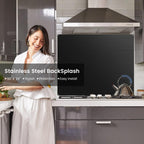 12"x29.5" Stainless Steel Backsplash - Ultra Flat & Easy to Clean, Protect Wall from Splash & Stain - Kitchen Stove Backsplash Panel for Oven & Range Hood with Pre-Drilled Holes