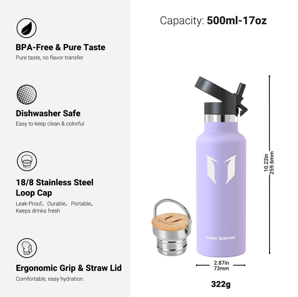 Sparrow Insulated Water Bottle W/Straw -Metal Water Bottles-500ml&750ml&1L