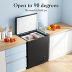 LifePlus Chest Freezer - 3.5 Cubic Feet Compact Deep Freezer Small Freezer 7 Adjustable Temperature with Removable Basket, Energy Saving Super Quiet for Garage, Office, Kitchen, or Apartment, Gray