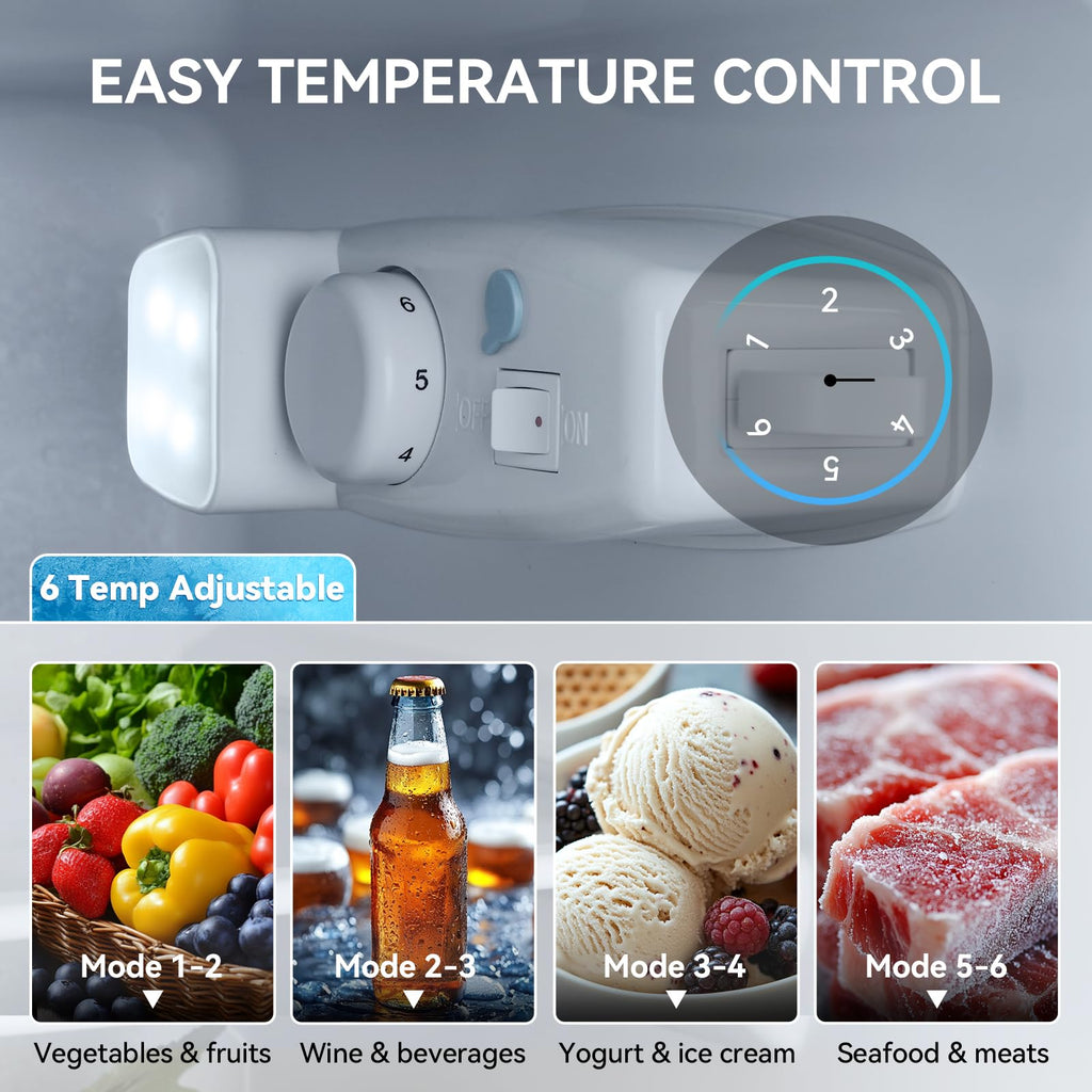 Anypro 4.0 Cu.Ft Fridge with Bottom Freezer, 2 Door Refrigerator with Drawer, 7 Level Temperatures and Adjustable Shelves for Bedroom, Dorm, Office, Apartment, Silver