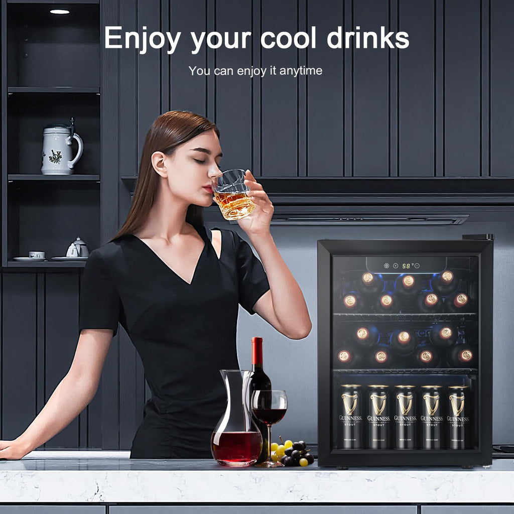 Antarctic Star 12 Bottle 48 Can Beverage Refrigerator Cooler - Mini Fridge Glass Door for Beer Soda Drinks or Wine,Freestanding Beverage Fridge for Home and Bar with Adjustable Shelving, 1.3 Cu. Ft.