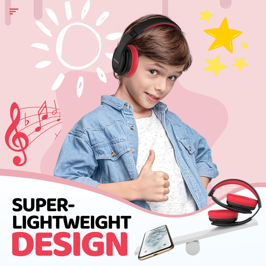 JoySpark Kids Bluetooth Headphones Over-Ear, 60Hrs, Built-in Mic-Purple