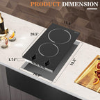 2 Burner Electric Cooktop 110V 2000W Countertop or Built-in