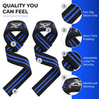 BEAST RAGE Weight Lifting Straps Fitness Padded Cotton Wrist Support Gel Advanced Grips Dumbbell Bar Wraps Heavy Duty Gym Bodybuilding Straps Power Deadlift Barbells Non Slip Exercise