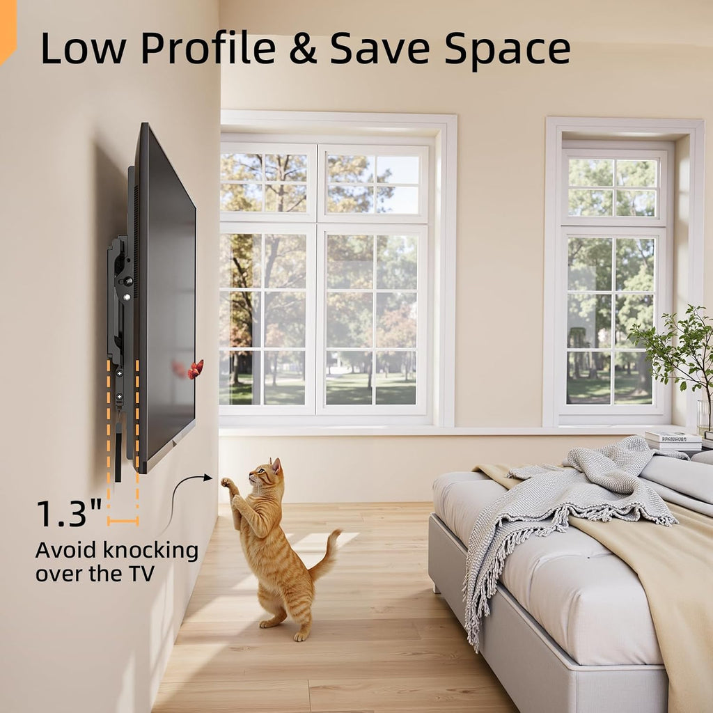 IWORKBOARD 55 65 75 85 inch Tilting TV Wall Mount for 32-90 '' TVs, Low Profile TV Mount Bracket, Safe Lock & Quick Release,Max VESA 600x400mm, 24 inch Studs,132 lbs, Fit Most 55+ 75+ 85+ 86 TVs
