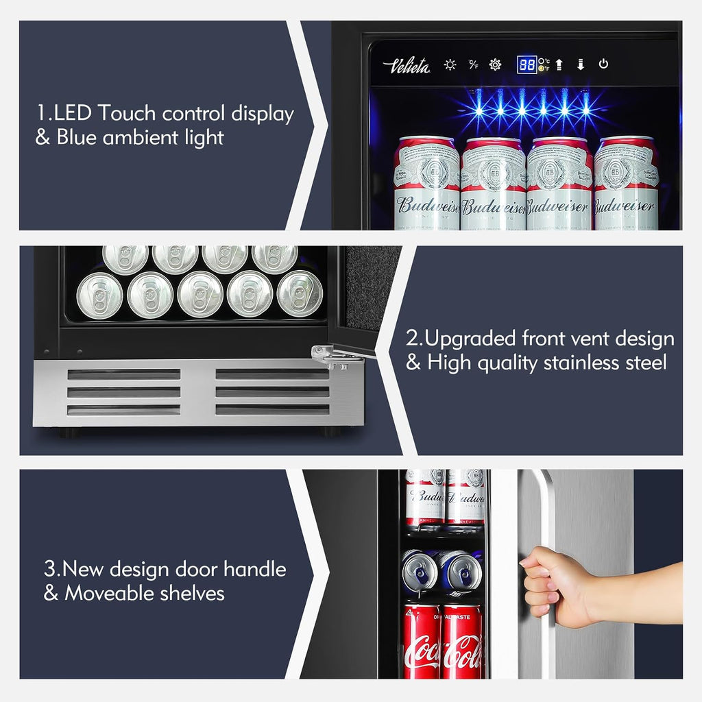 Mini Beverage Refrigerator Cooler -Small Beverage Fridge 1.4cu.ft