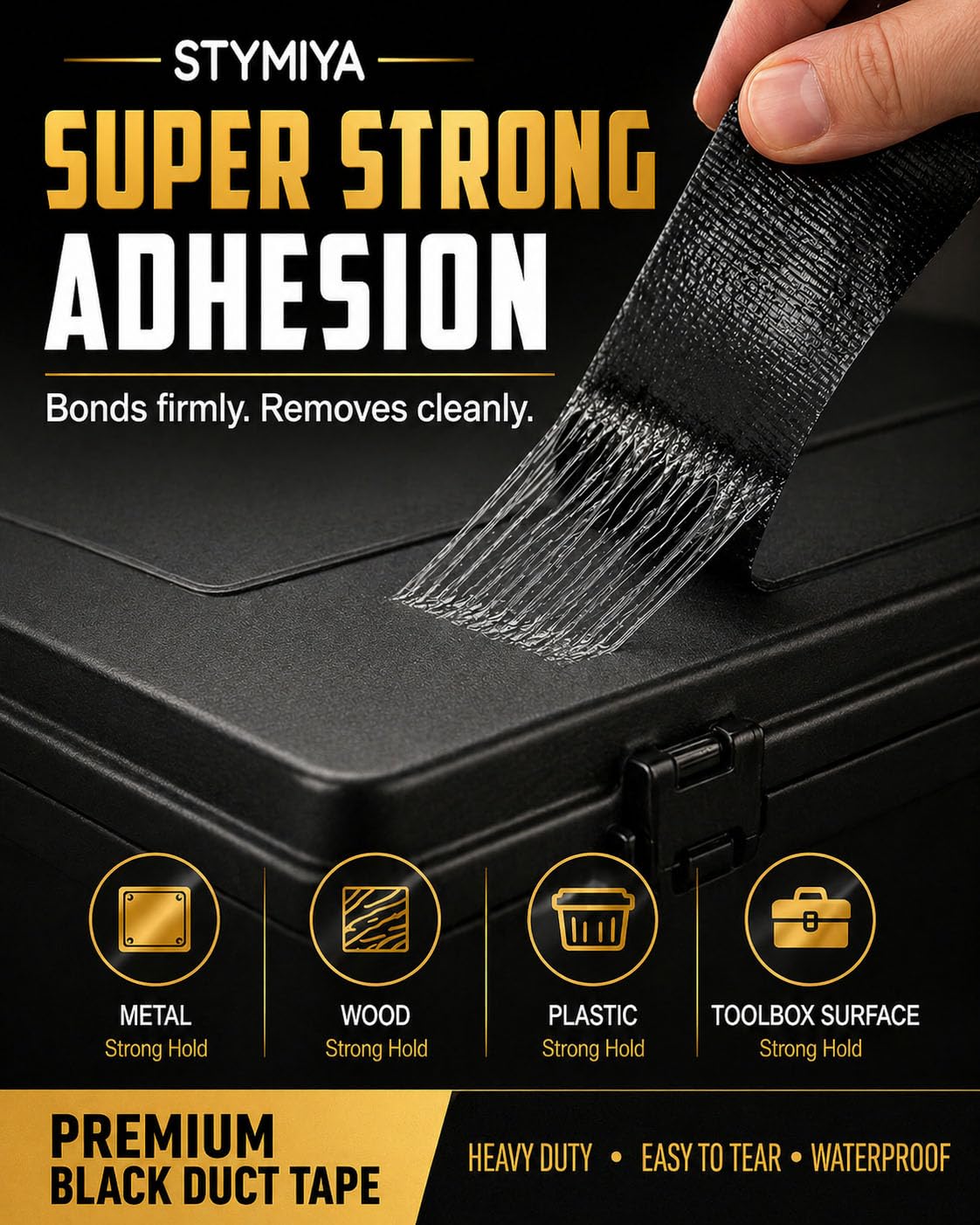 Black Duct Tape Heavy Duty: 3 Rolls 2inch x 20yd Wide Waterproof Outdoor - Strong Adhesive Weather Tapes Repair Bulk - Ductape for Patterns Masking Packing Furniture Kids Craft (3, Matte Black)
