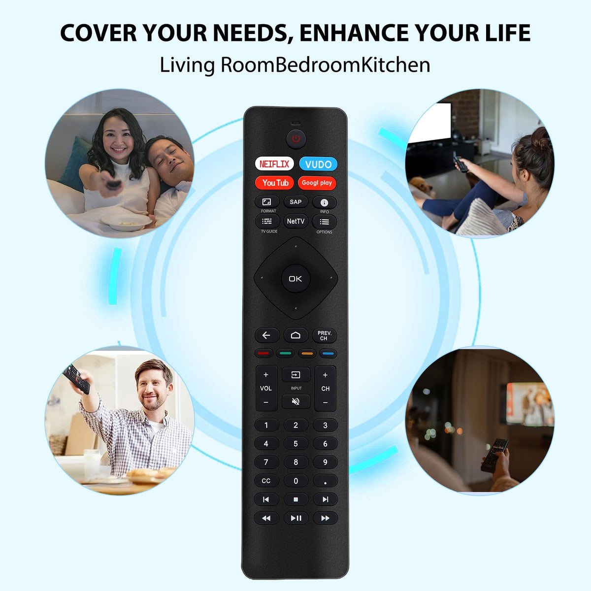 Universal Remote for All Samsung TV Remote, Replacement Compatible with All Samsung LED, LCD, QLED, HDTV, 3D Series Smart TVs (BN59-01259B)