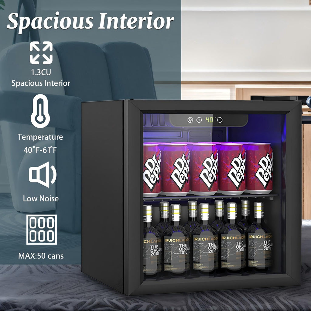 DOGHLY 0.95 Cu.Ft Mini Fridge Mirror Door for Beverages & Skincare, 24 Cans