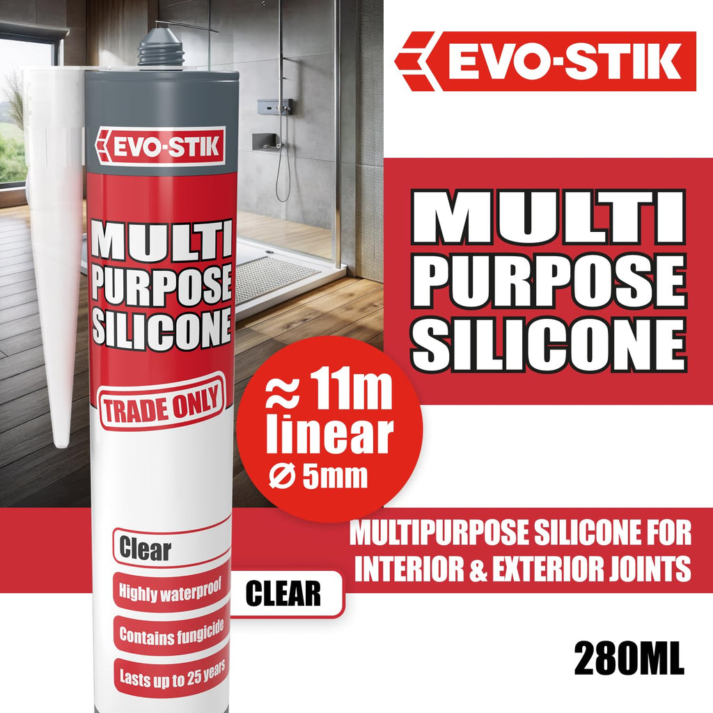 EVO-STIK Multipurpose Silicone Sealant White - Waterproof & Mould Resistant