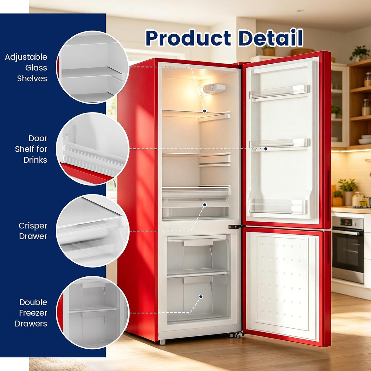 Apartment 7.1 Cu.Ft Refrigerator with Bottom Freezer Red