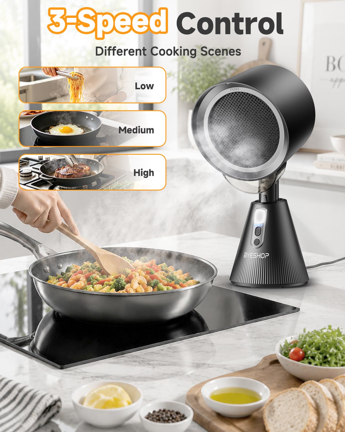 Portable Range Hood with Adjustable Height, 40° Tilt & LED Range Lights