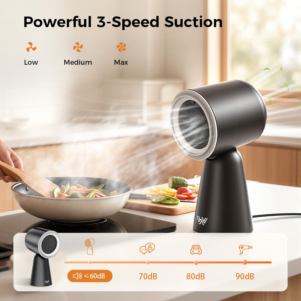 Portable Range Hood with LED Light, 3-Speed Exhaust kitchen Fan
