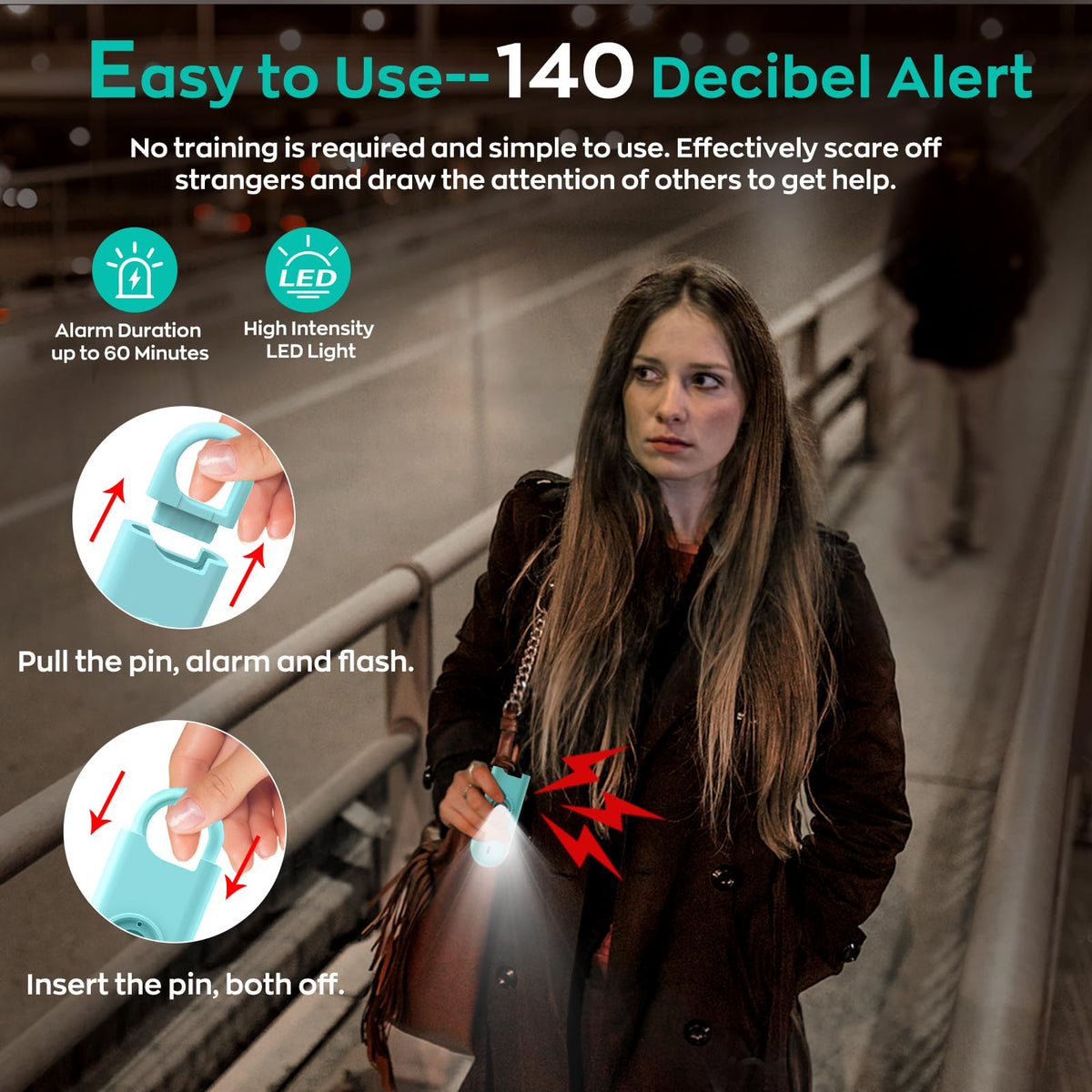 Fauxomor 140dB Personal Safety Alarm for Women 3pack Self Defense Keychain