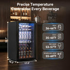 2.5 Cu.Ft Beverage Fridge, Glass Door Mini Fridge, Silver, 96 Can