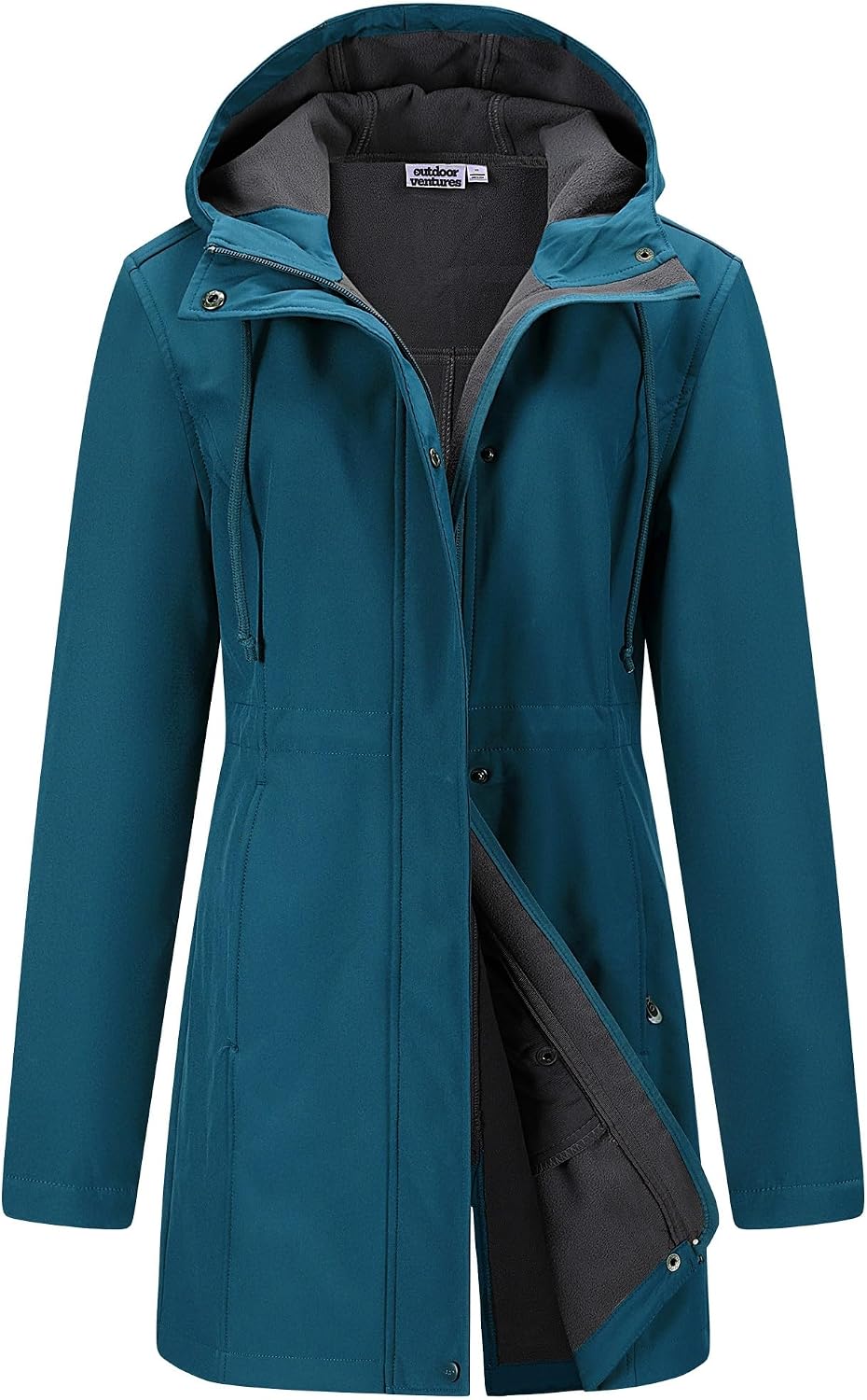 Outdoor Ventures Womens Waterproof Softshell Jacket Long Hooded Windbreaker