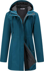 Outdoor Ventures Womens Waterproof Softshell Jacket Long Hooded Windbreaker