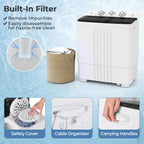 Giantex Portable Washing Machine, 20lbs Capacity, 12lbs Washer and 8lbs Spinner, Compact for Apartment RV, Gray & White, GX20313-PE