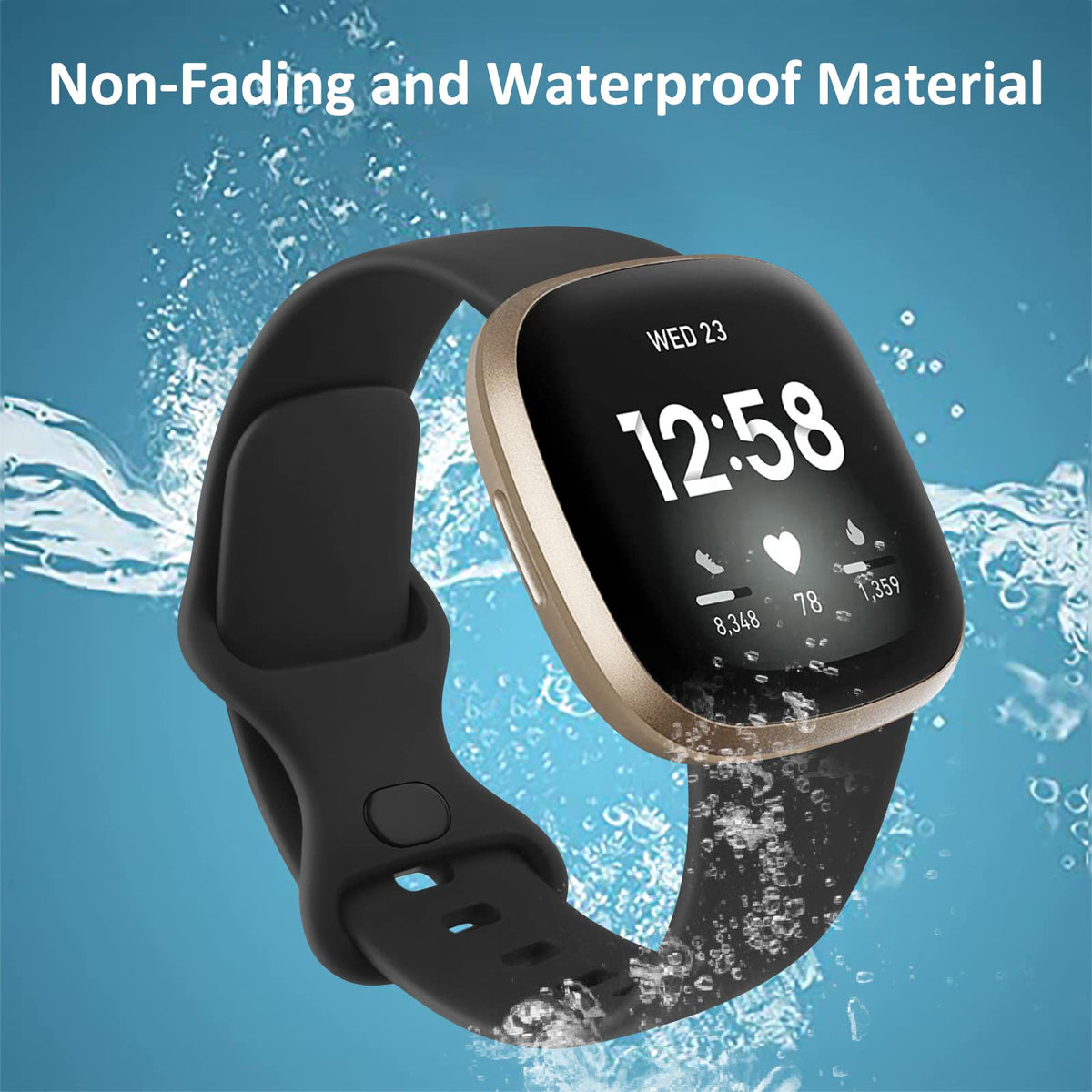 AK Straps for Fitbit Sense 2/Fitbit Sense/Fitbit Versa 4/Fitbit Versa 3 Straps for Women Men,Silicone Sport Classic Soft Replacement Straps Compatible with Fitbit Versa 3/Versa 4/Sense/Sense 2