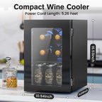 Electactic 48 Can Beverage Refrigerator,12 Bottle Wine Cooler with Seamless Stainless Steel & Glass Door, Digital Temperature Display, Countertop Mini Fridge for Soda, Wine or Beer, Silver