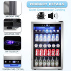 Antarctic Star 18L Mini Fridge Cooler 24Can, Beverage Refrigerator with Quiet Compressor, LED Light,Freestanding Small Fridge with Electronic Temperature Control for Home and Bar(40-61 ℉)