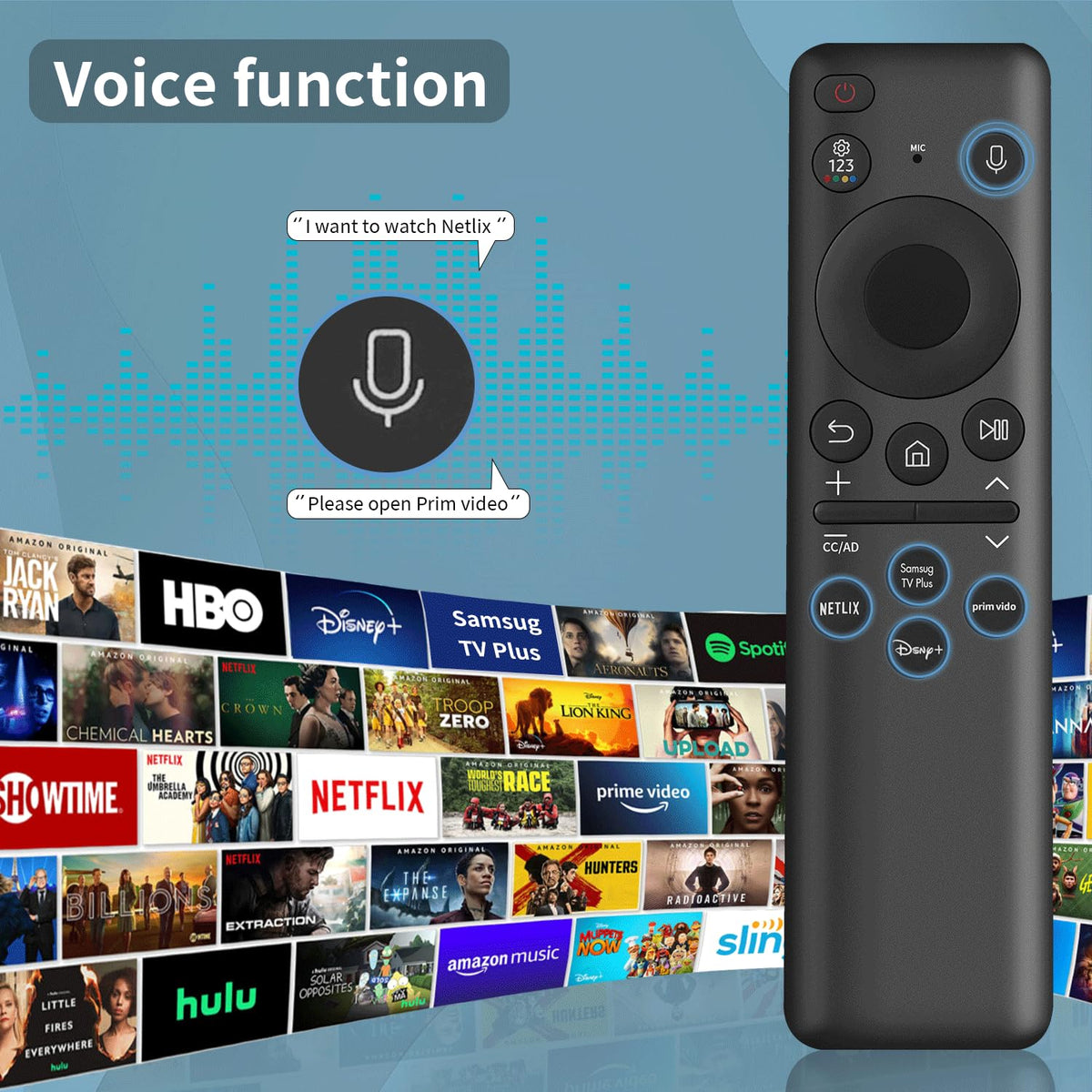 Universal Remote for All Samsung TV Remote, Replacement Compatible with All Samsung LED, LCD, QLED, HDTV, 3D Series Smart TVs (BN59-01259B)