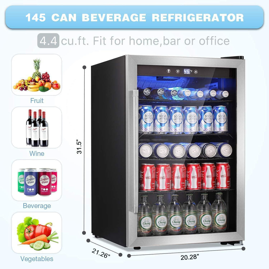 Antarctic Star 18L Mini Fridge Cooler 24Can, Beverage Refrigerator with Quiet Compressor, LED Light,Freestanding Small Fridge with Electronic Temperature Control for Home and Bar(40-61 ℉)