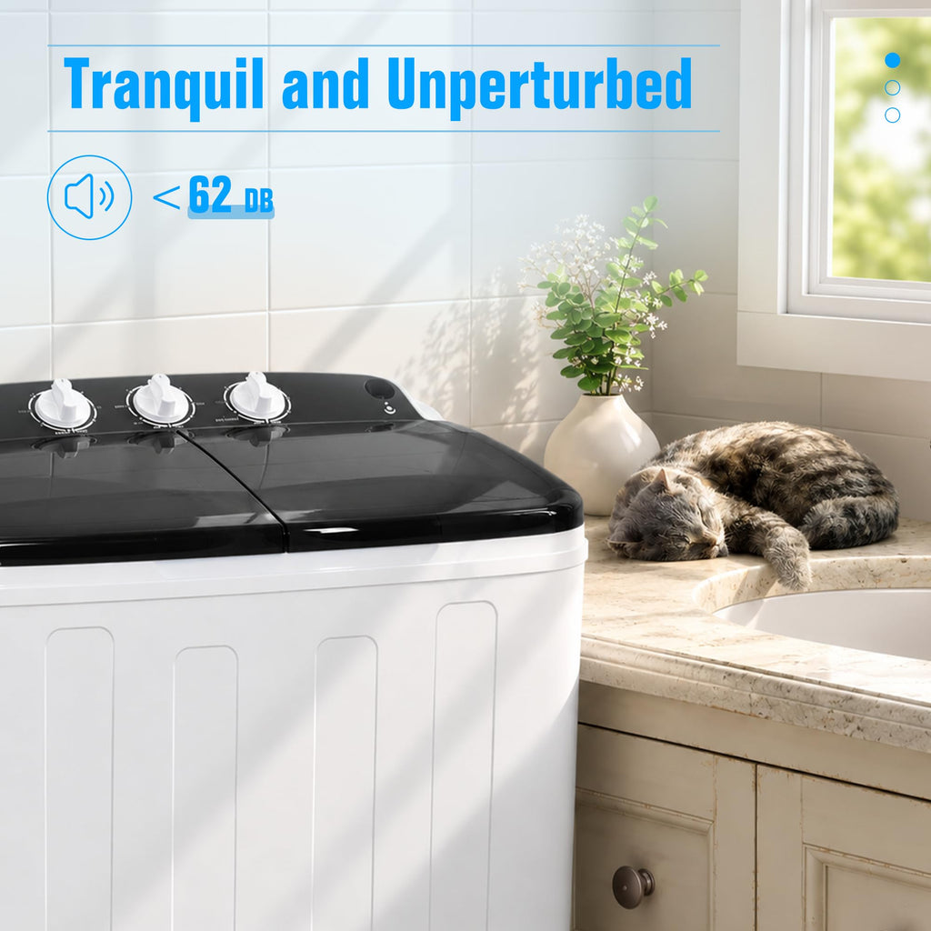 Superday Portable Washing Machine, 25.4lbs Mini Washing Machine and Spin Dryer Combo, Mini Twin Tub Laundry Machine for Camping, Apartments, Dorms, College Rooms, RV, Delicates, Grey