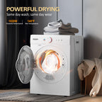 ROVSUN 25LBS Full-Automatic Washing Machine and 3.5CuFt Portable Clothes Dryer Set, Compact Laundry Washer and Dryer Combo Set with Stainless Steel Inner Tub, for Apartment, Dorms, Home