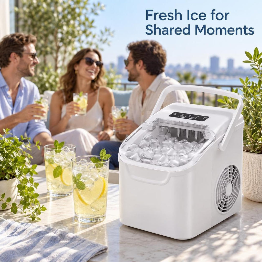 Electactic Portable Ice Maker Countertop,8 Bullet Ice in 6 Mins,2 Ice Size