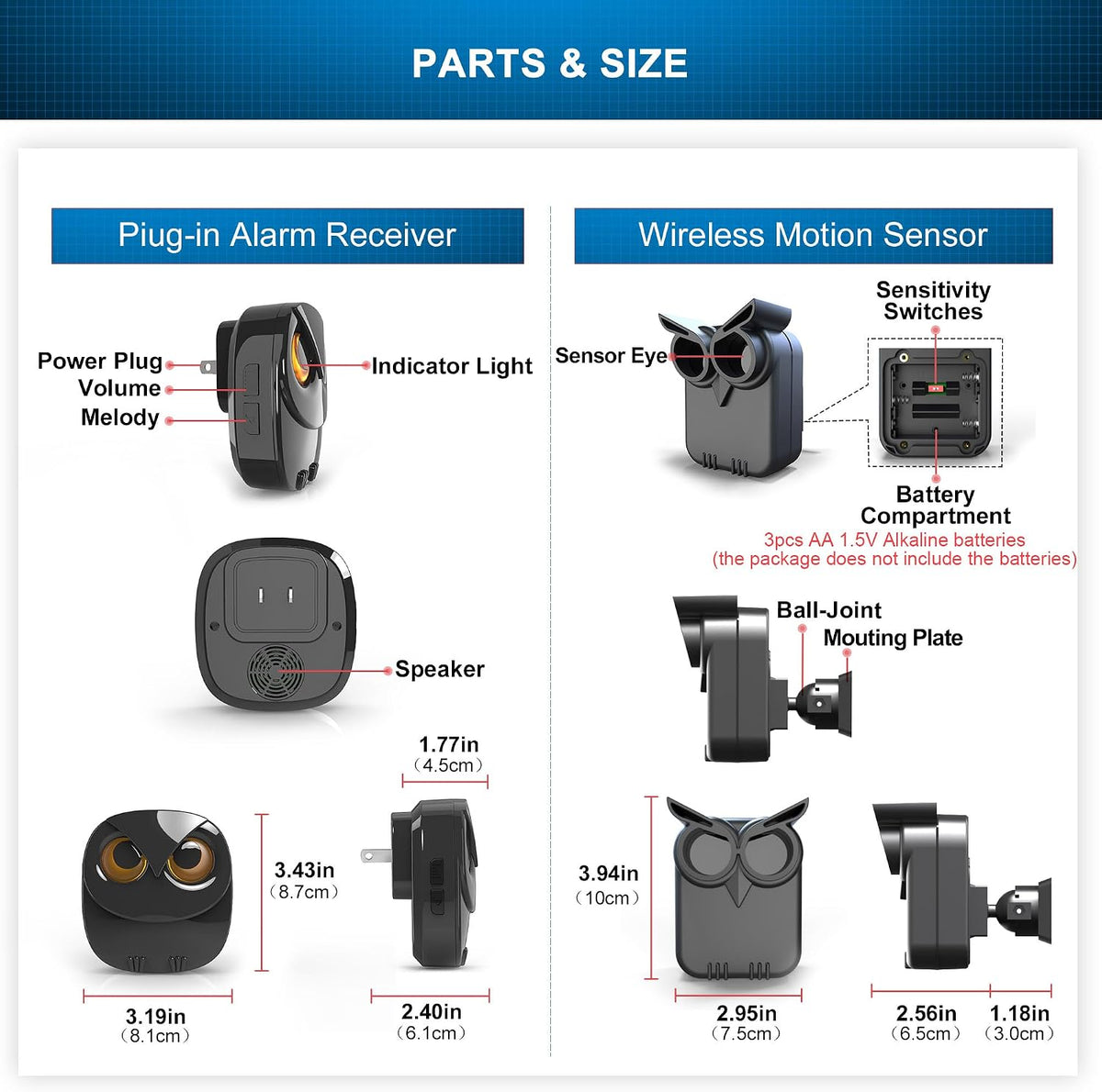 Driveway Alarm- 1/2 Mile Long Range Motion Sensor- 1 Receiver+2 Sensors