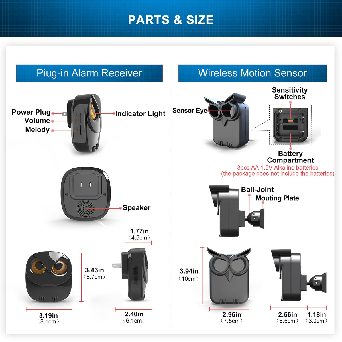 Driveway Alarm- 1/2 Mile Long Range Motion Sensor- 1 Receiver+2 Sensors