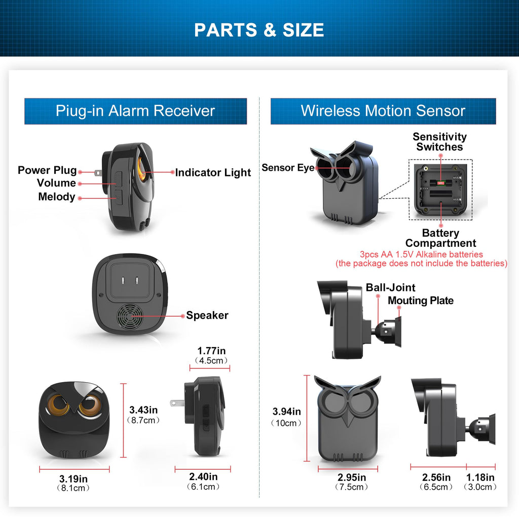 Driveway Alarm- 1/2 Mile Long Range Motion Sensor- 1 Receiver+2 Sensors