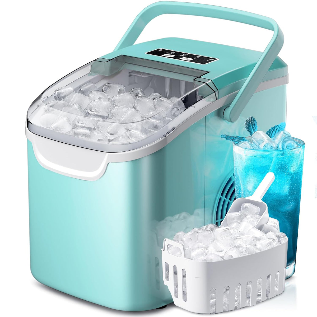Crzoe Countertop Ice Maker, 26Lbs/24H,2 Sizes of Ice, Self-Cleaning,Black