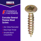 ForgeFix Multi-Purpose Single Thread Screws | 5.0 x 60mm | Zinc | Box 100