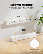 SUPERDANNY 6Ft Thin Extension Cord, Flat Plug Surge Protector Power Strip