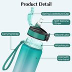 EYQ 1L Water Bottle, 1 Litre Water Bottle with Straw, 32oz Leak-Proof Motivational Sports Drinks Bottle with Time Marker, Tritan BPA-Free, Drinking Waterbottles for Gym Outdoor Sports