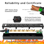 Yintar 6Ft Surge Protector Power Strip with 8 Outlets and 4 USB Ports
