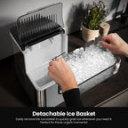 Kismile Nugget Ice Maker Countertop, 35 lbs/Day,Stainless Steel(Black)